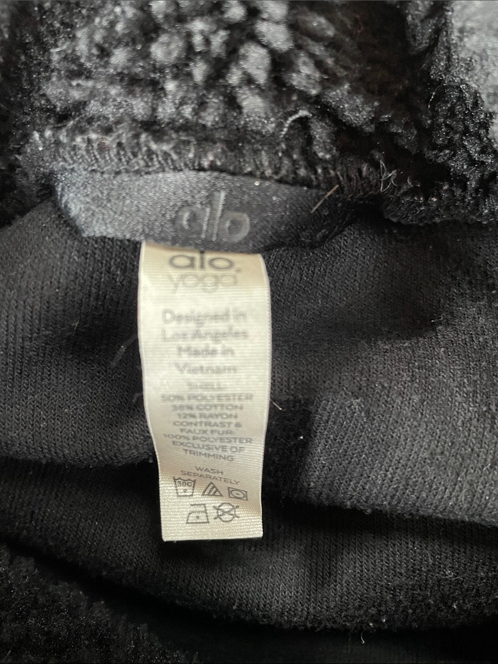 Alo Women’s Black Sherpa Funnel Neck Fleece Hoodie, Small - Picture 7 of 7